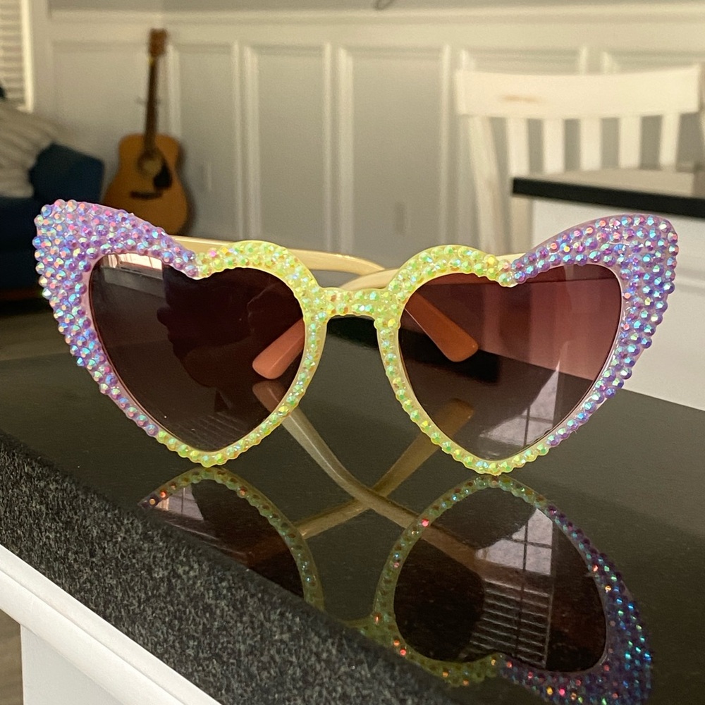 Mardi Gras / LSU Beaded Heart Sunglasses